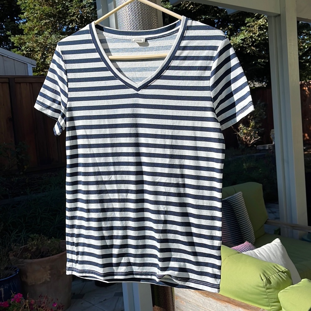 Pimke tshirt navy/white stripe womens’s small, light wear, European brand